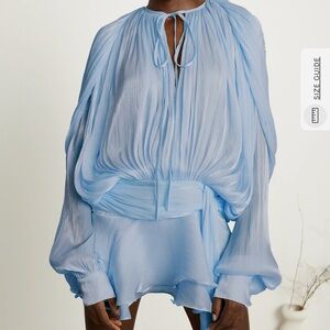 Miss Rosier Eugénie Blue Fully Pleated Ruffled Mini Dress